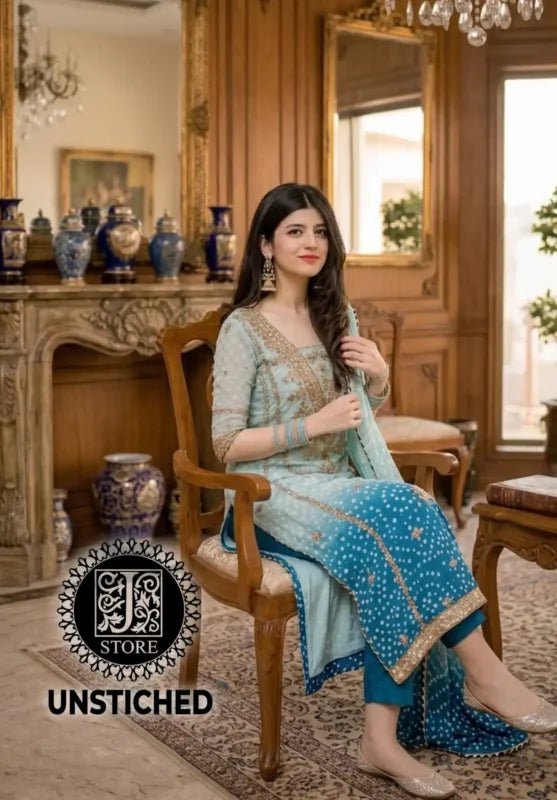 Lxm | Luxury Printed Lawn Embroidery With Chiffon Dupatta | 3pec Unstiched | D-70-16285 - Rang Nazara