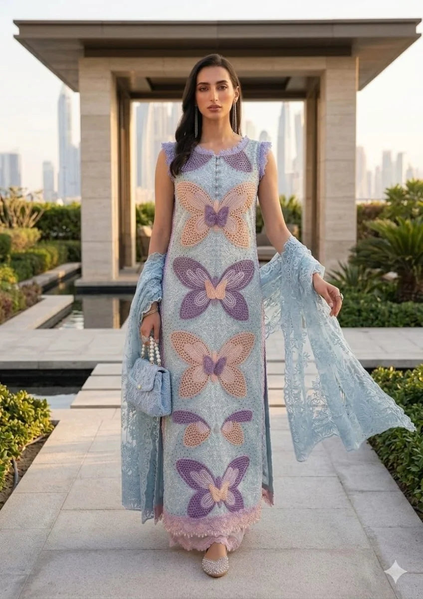 Maria b - 3 Piece Unstitched Embroidered Lawn Suit D-2012