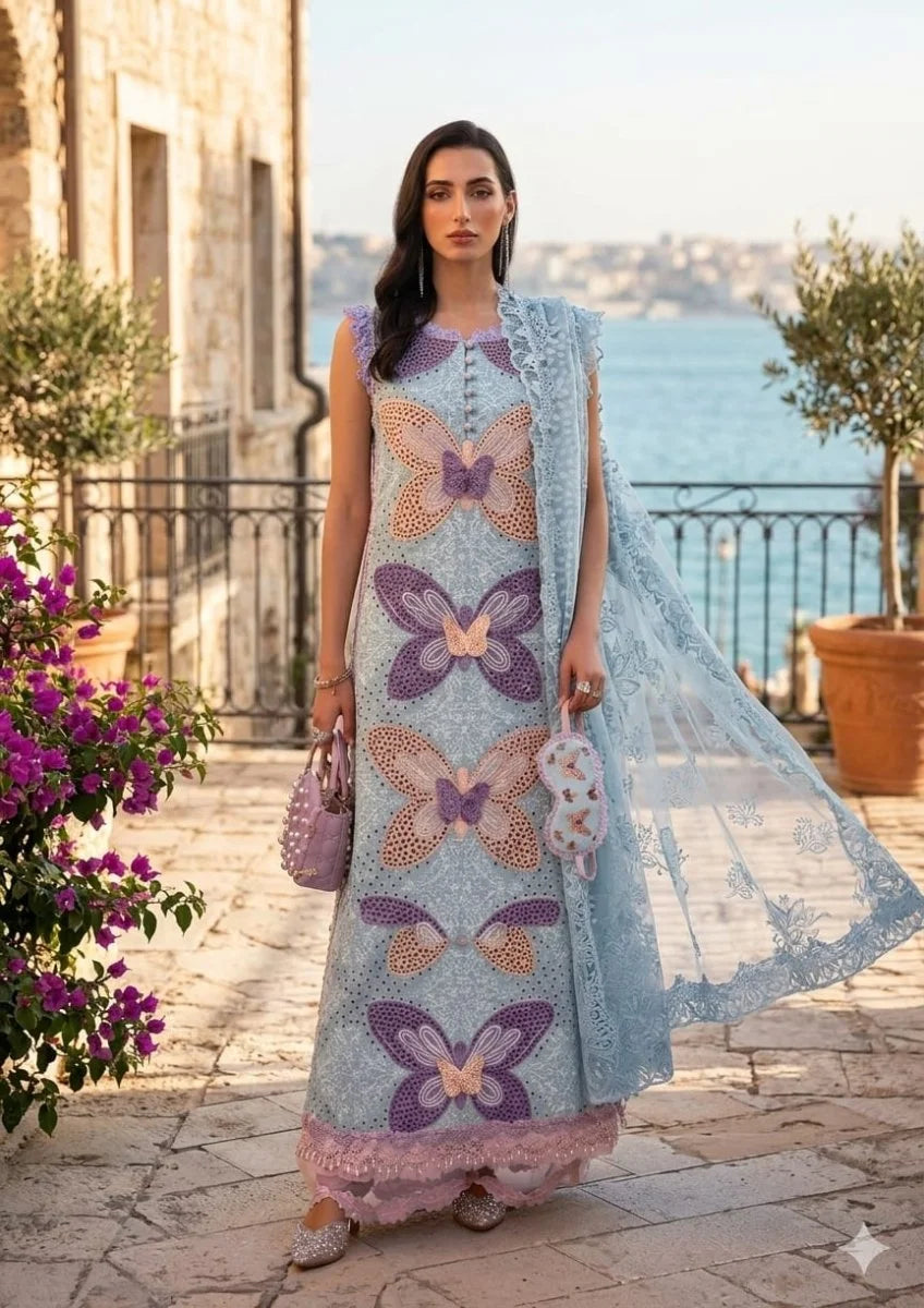 Maria b - 3 Piece Unstitched Embroidered Lawn Suit D-2012