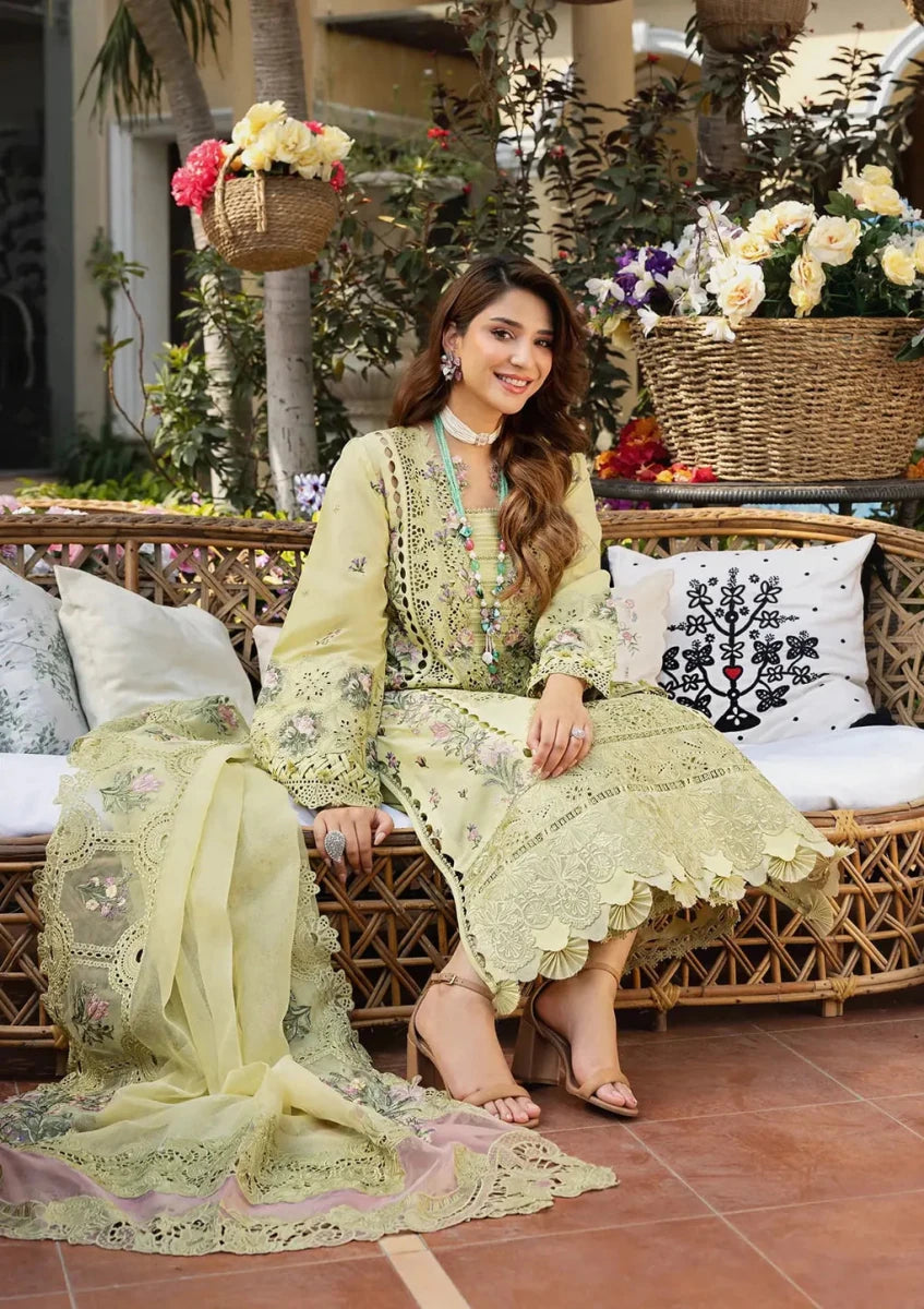 PREMIUM EMBROIDERED LUXURY BREEZE LAWN | UNSTITCHED 3-PIECE SUIT | SI-F-55 - Rang Nazara