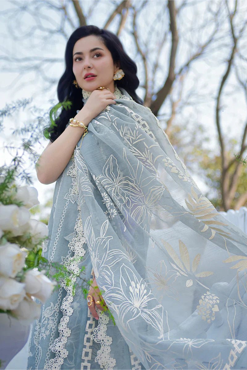 RANG NAZARA- 3PC LAWN EMBROIDERED SHIRT WITH MANAAR PRINTED DUPATTA AND TROUSER - SI-F-145 - Rang Nazara
