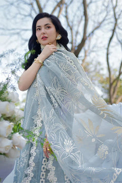 RANG NAZARA- 3PC LAWN EMBROIDERED SHIRT WITH MANAAR PRINTED DUPATTA AND TROUSER - SI-F-145 - Rang Nazara