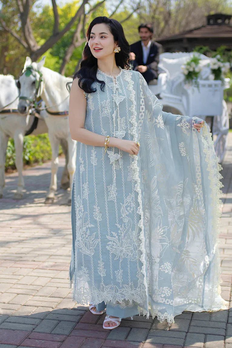 RANG NAZARA- 3PC LAWN EMBROIDERED SHIRT WITH MANAAR PRINTED DUPATTA AND TROUSER - SI-F-145 - Rang Nazara