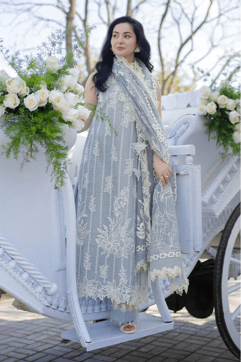RANG NAZARA- 3PC LAWN EMBROIDERED SHIRT WITH MANAAR PRINTED DUPATTA AND TROUSER - SI-F-145 - Rang Nazara